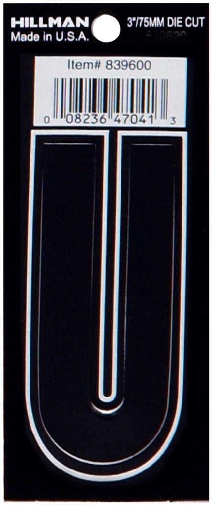 3 DIE-CUT BLACK VINYL U