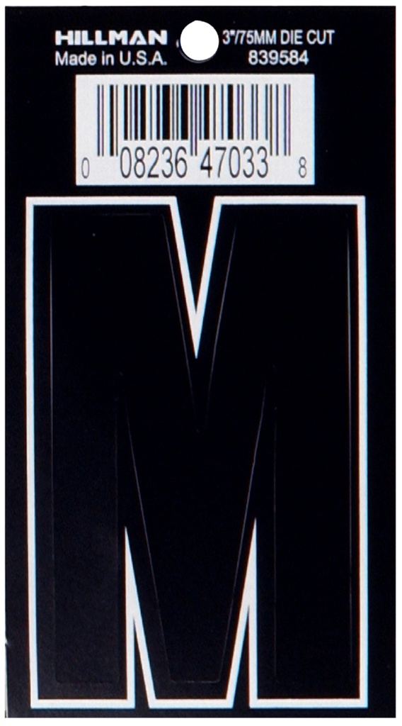 3 DIE-CUT BLACK VINYL M