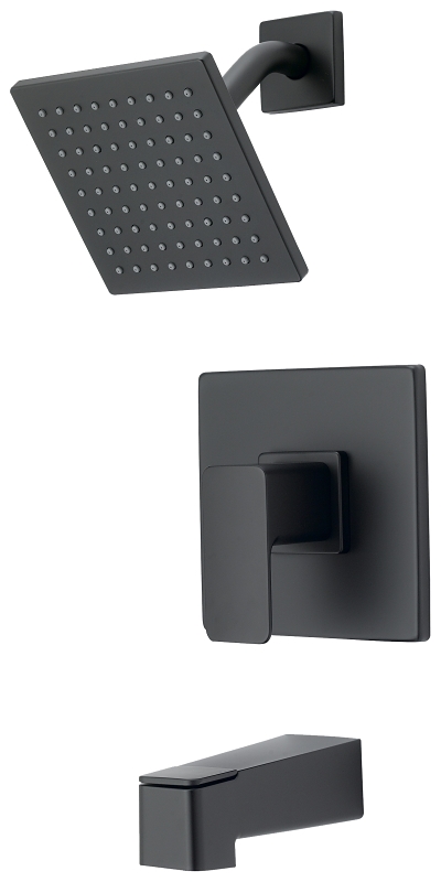 Tub & Shower Faucet Matte Black Square 6" Showerhead  