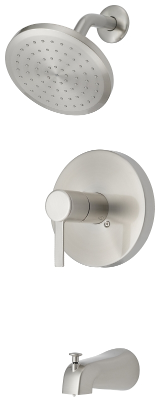 Tub & Shower Faucet 1 Handle Brushed Nickel Round 6" Showerhead Pressure Blance Valve