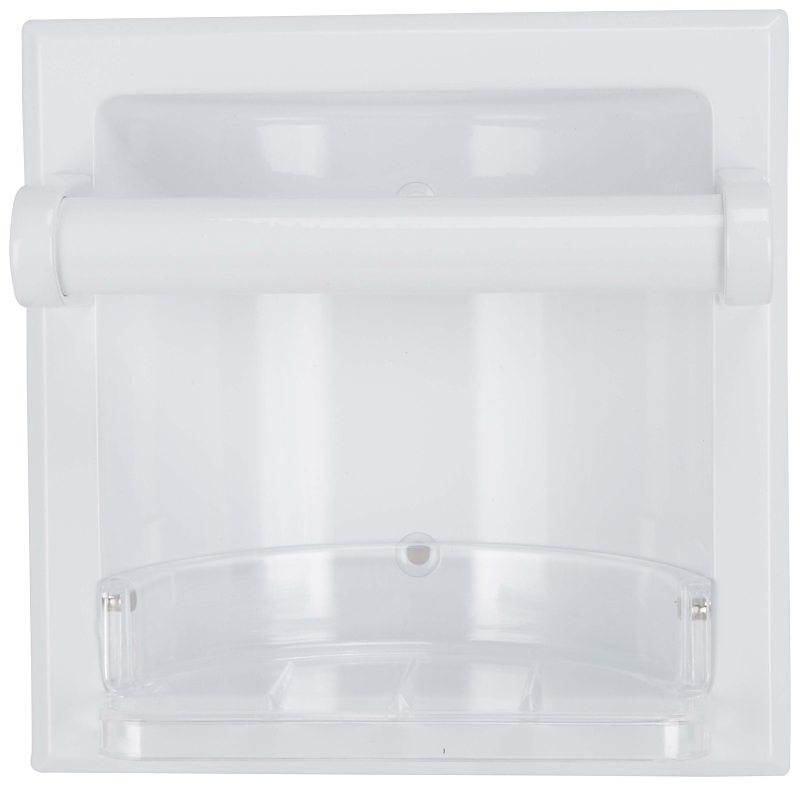 Soap Holder/Grab Bar Recessed White