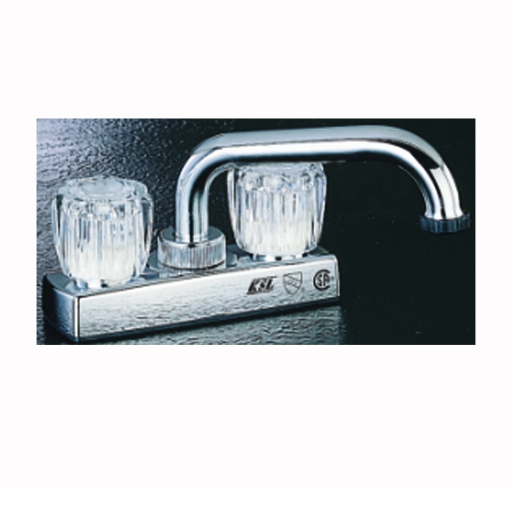 Laundry Faucet 2 Acrylic Knobs Low Arc Chrome