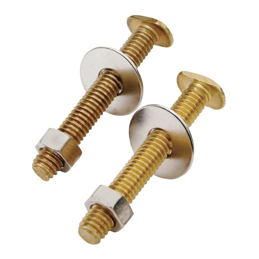 Toilet Flange Bolt Set 5/16"x2-1/4" Solid Brass 2pk