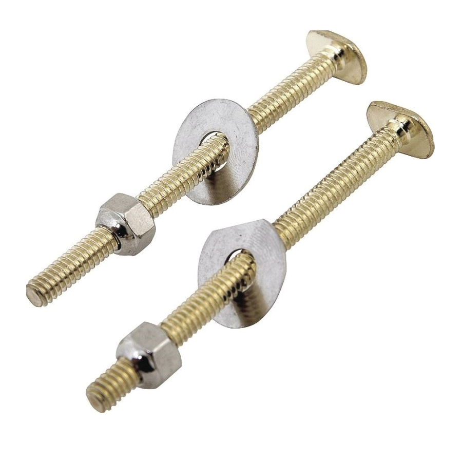 Toilet Flange Bolt Set 1/4"x3-1/2" Brass Plated 2pk
