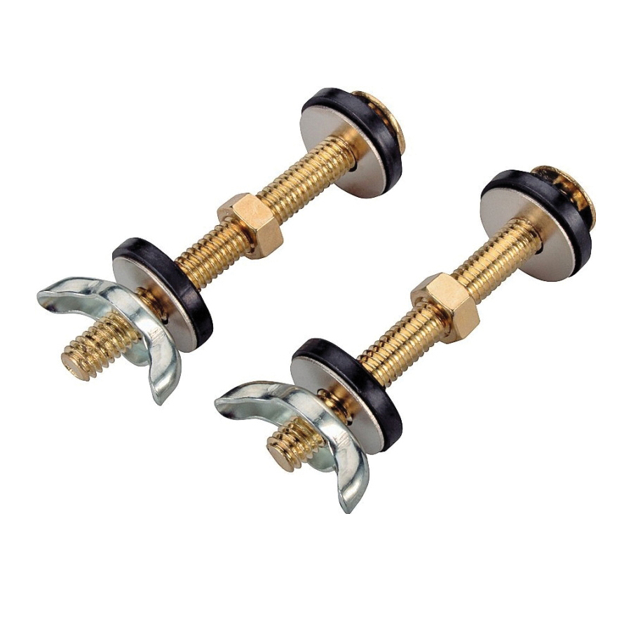 Toilet Bolt Set Tank to Bowl 5/16"x3" Brass Plated 2pk