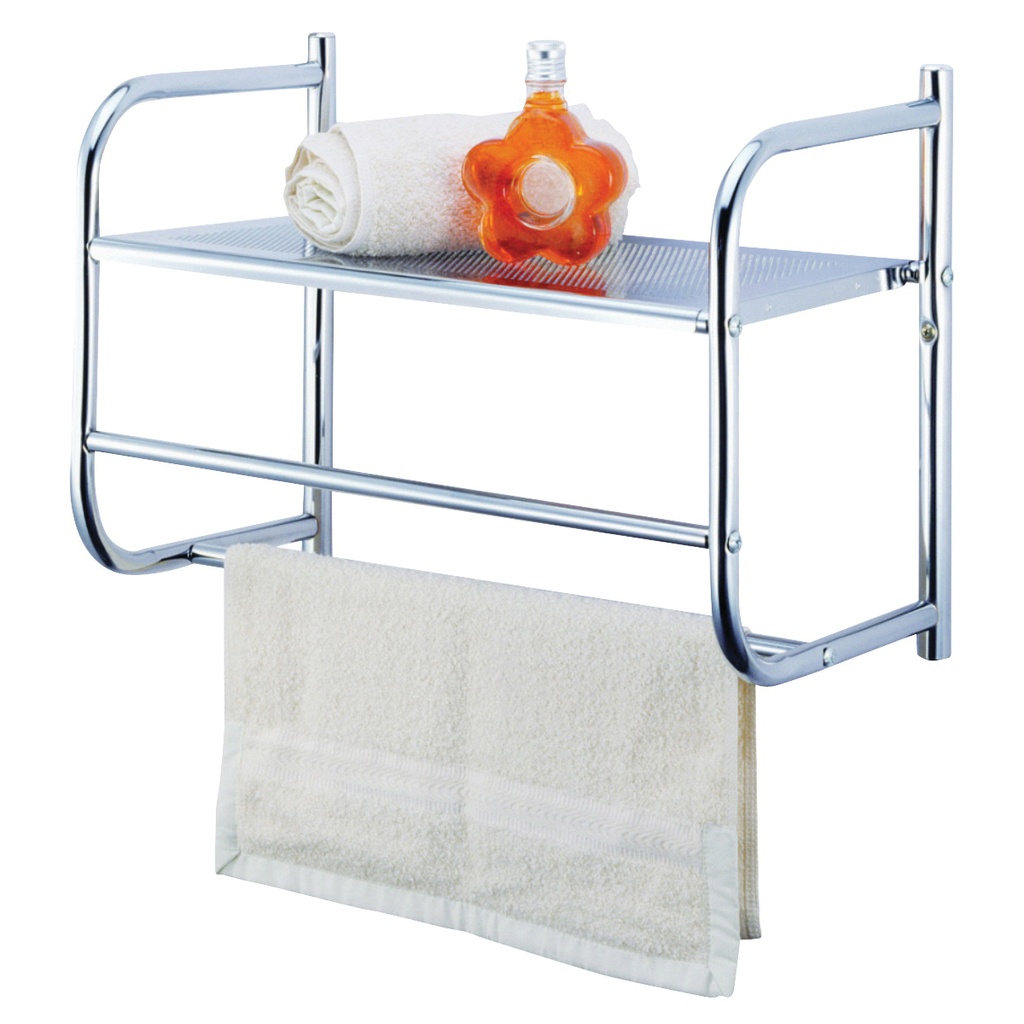 WALL RACK W/METAL SHELF CHROME