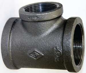 Black 3/4"x3/4"x1/2" Tee