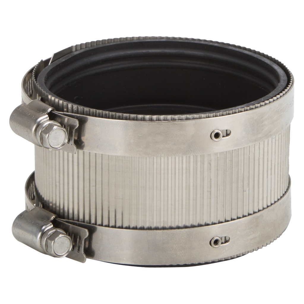 No Hub Coupling 3"x3" Black w/ Stainless Steel Shield