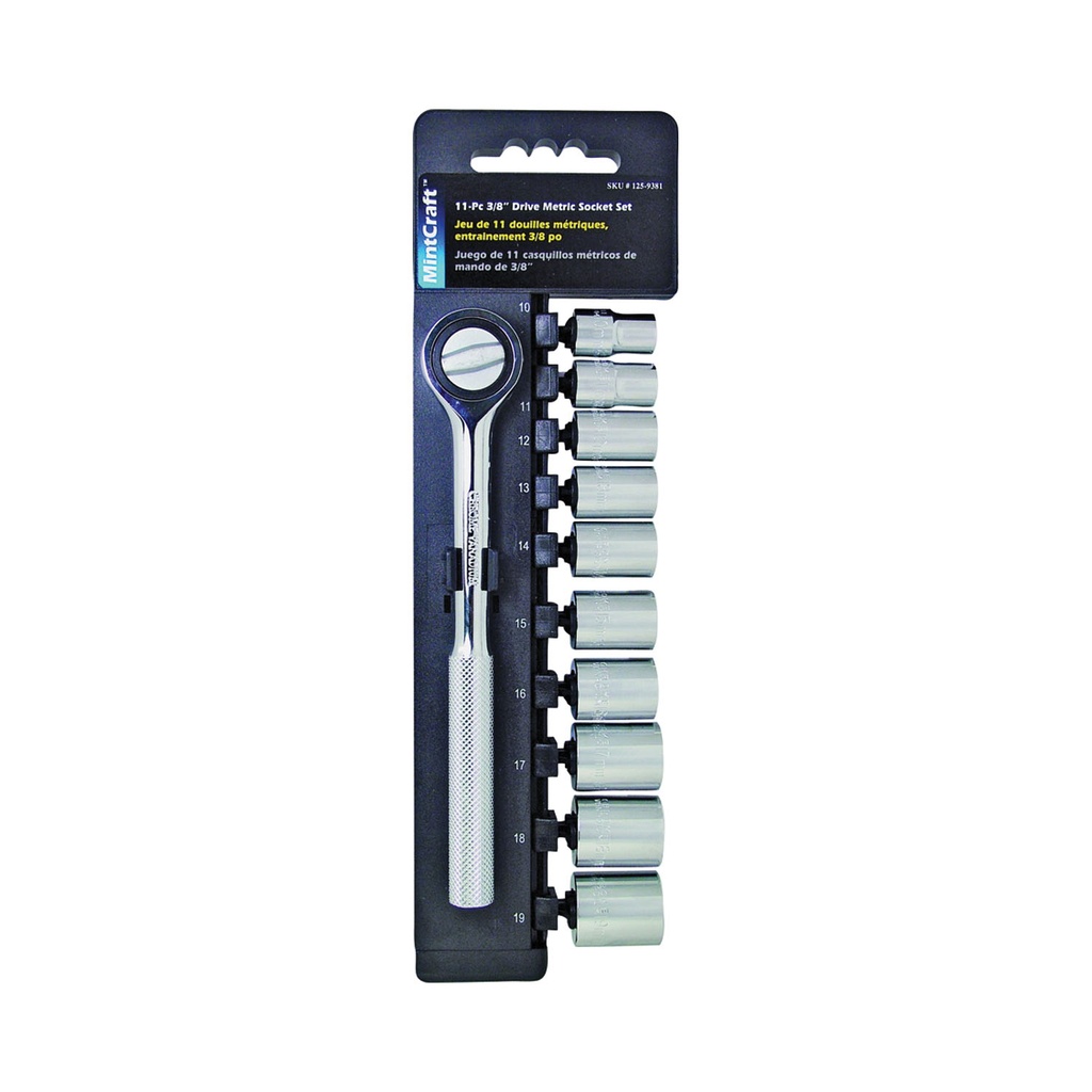 SOCKET SET 11PC METRIC 3/8 DR