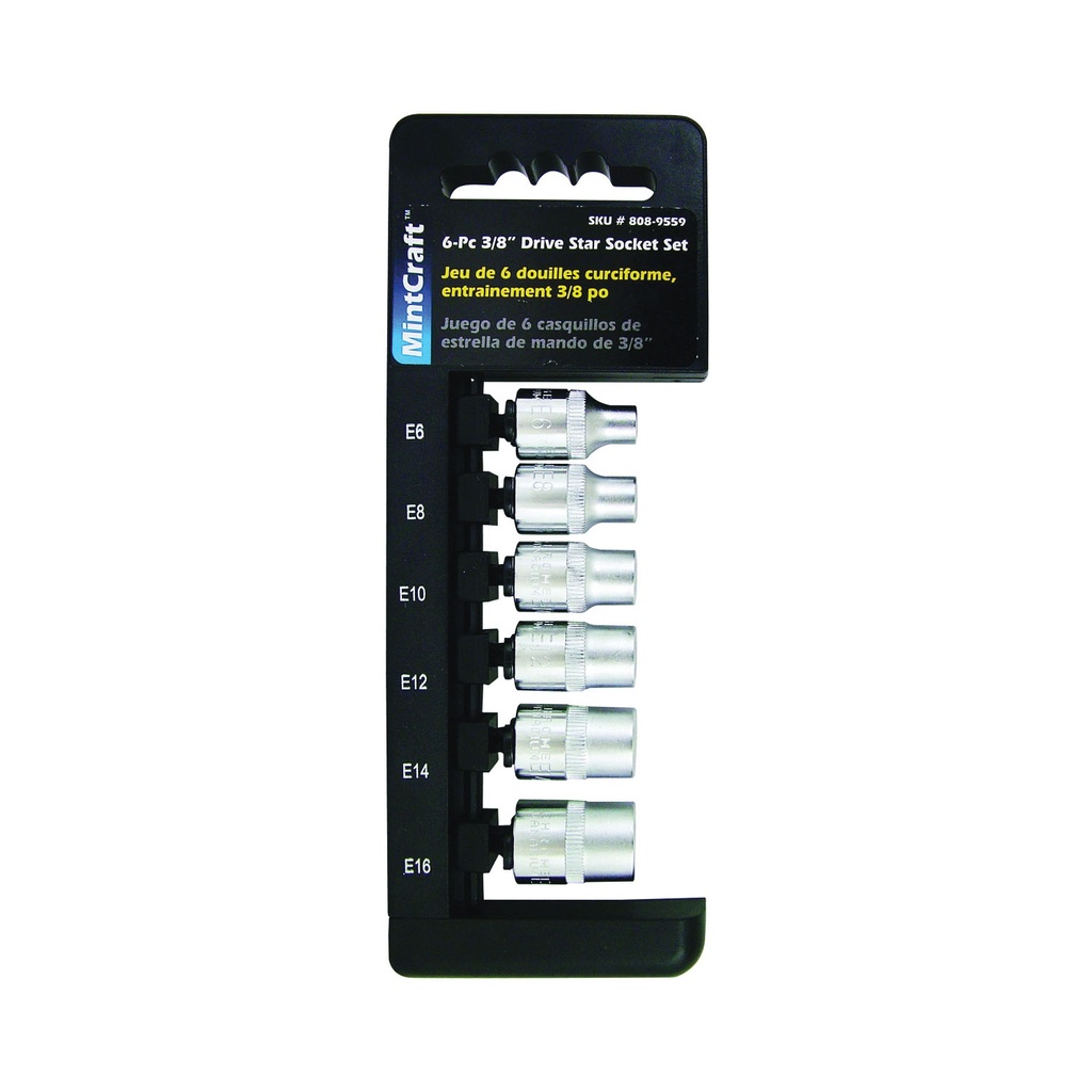 STAR SOCKET SET 6PC 3/8DR
