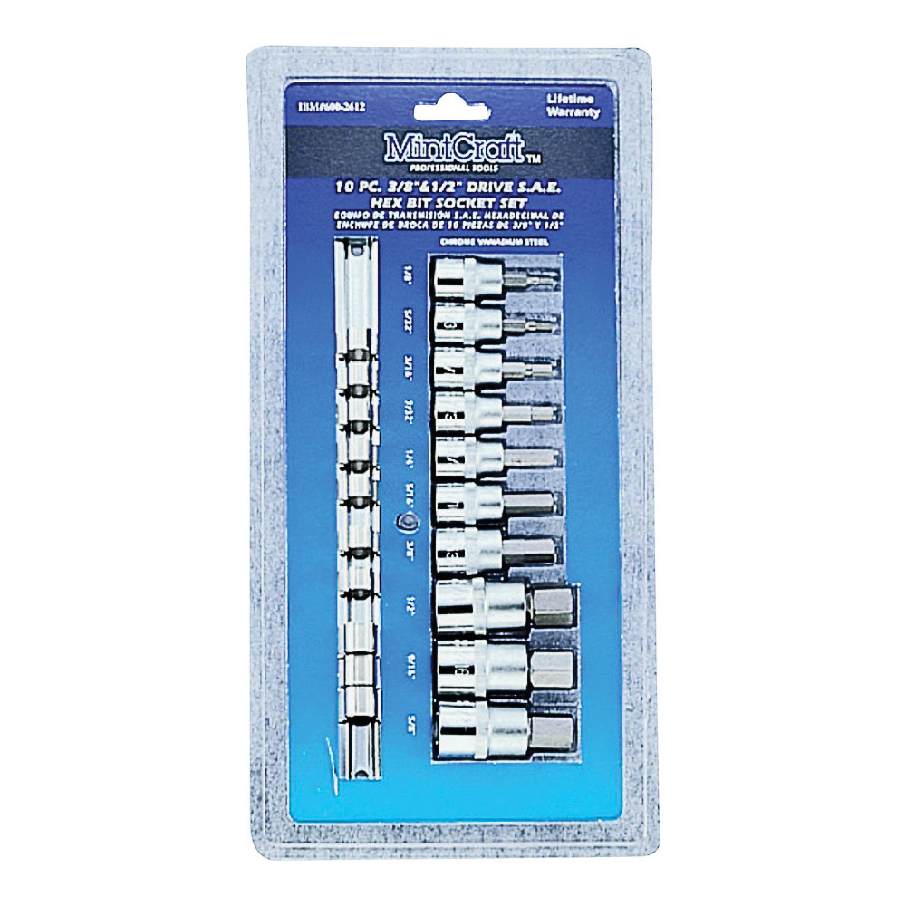HEX SOCKET SET SAE 10PC 3/8DR