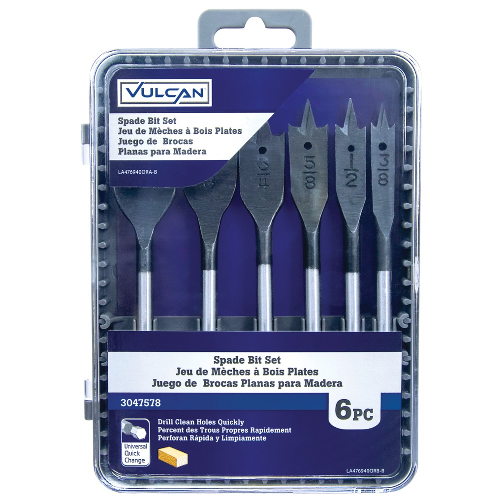 BIT SET WOOD SPADE 6PC 3/8-1IN