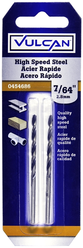 Drill Bit High Speed Steel 7/64" 2PK