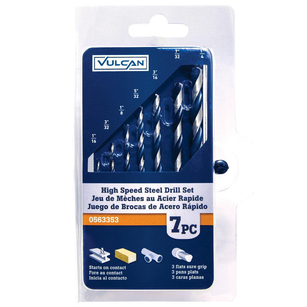 Drill Bit Set High Speed Steel 7PC 1/16"-1/4"