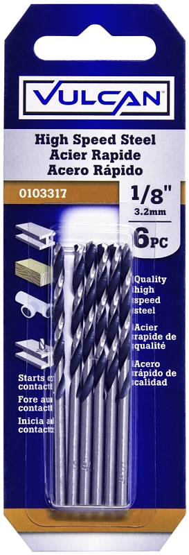 Drill Bit High Speed Steel 1/8" 6PK