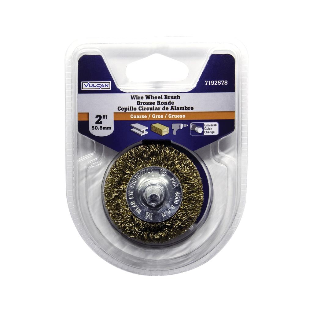 Wire Wheel Brush 2" Quick Change Coarse 1/4" Shank