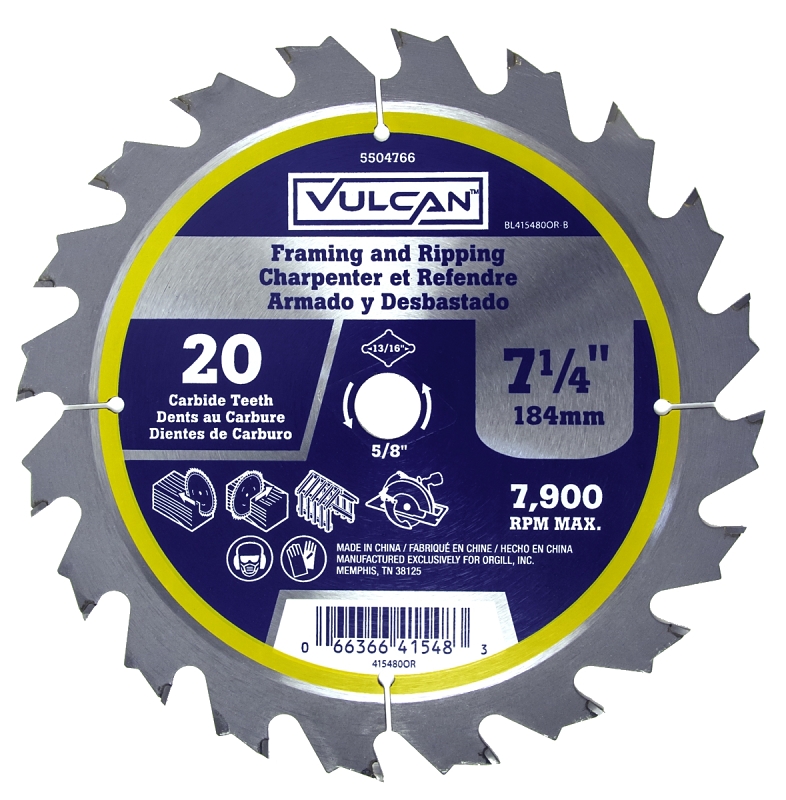 CARBIDE BLADE BULK 7-1/4" X20T