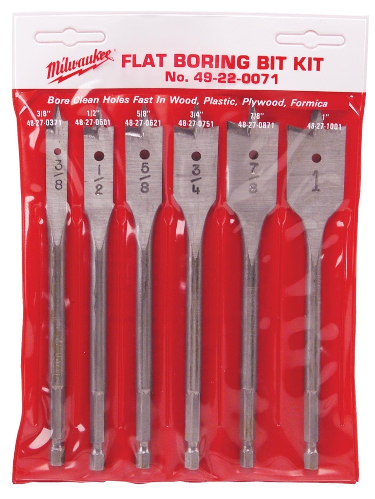 Bit Flat Boring Kit 6Pc