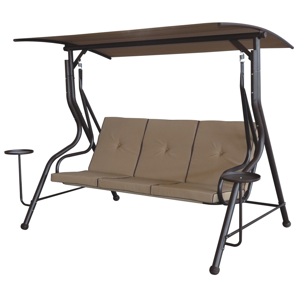 Canopy Swing 3 Person Steel Brown