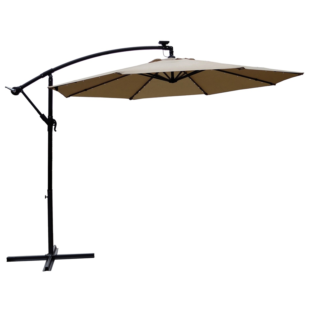 Crank Umbrella Offset Solar 10ft Taupe