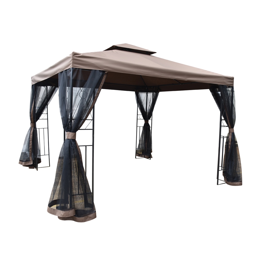 Gazebo Vented Canopy Steel Frame 10'x10' Brown