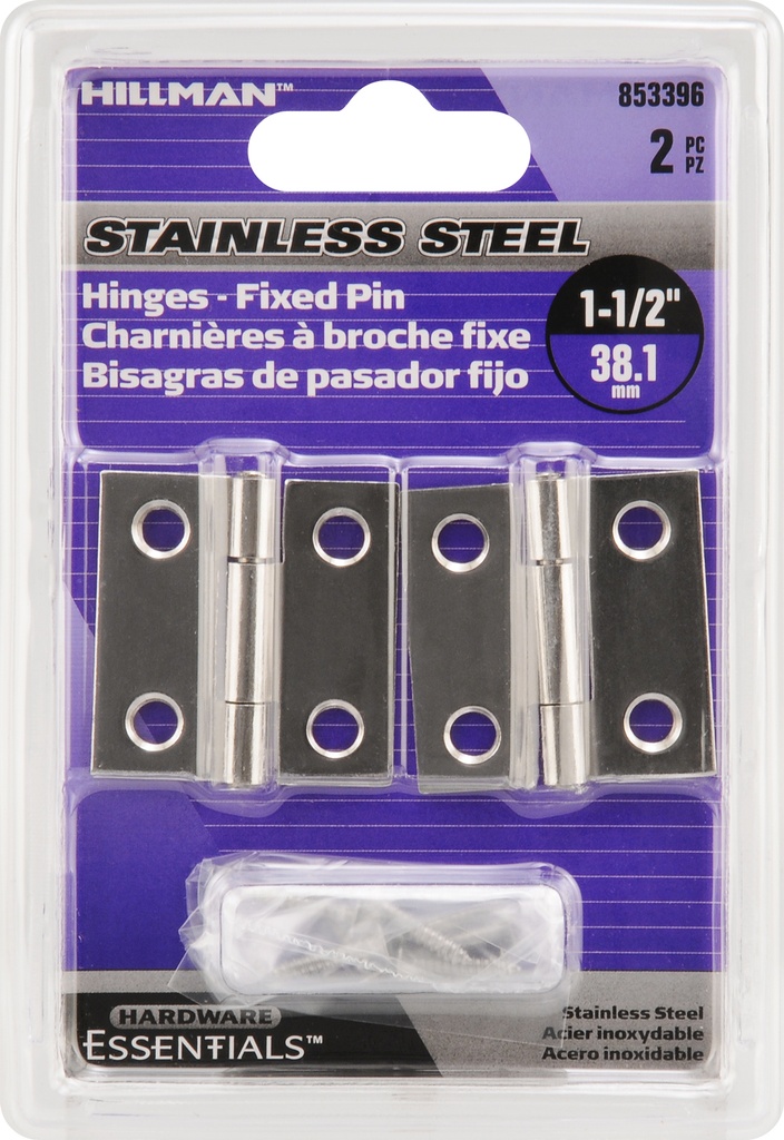 NARROW HINGE FIX PIN 1-1/2" SS