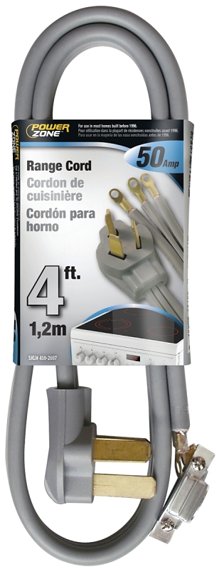 Range Cord 6/2AWG & 8/1AWG 4ft 50A Gray