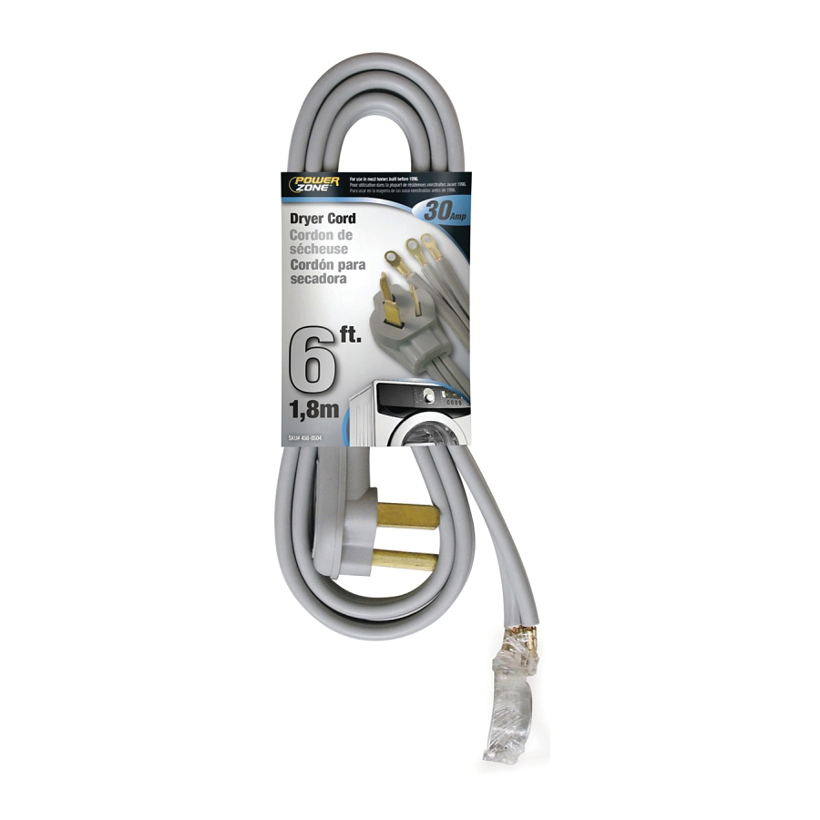 Dryer Cord 10/3AWG 6ft 30A Gray