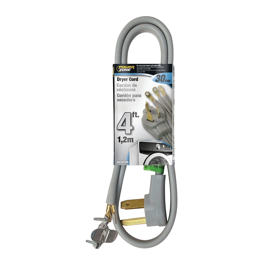 Dryer Cord 10/3AWG 4ft 30A Gray