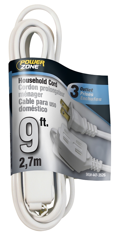 Extension Cord 16/2AWG 9ft Household White