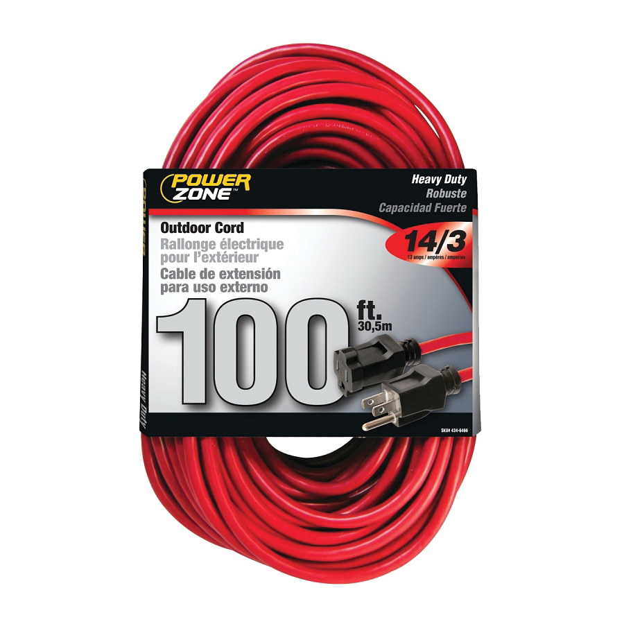 Extension Cord 14/3AWG 100ft Outdoor 13A Red