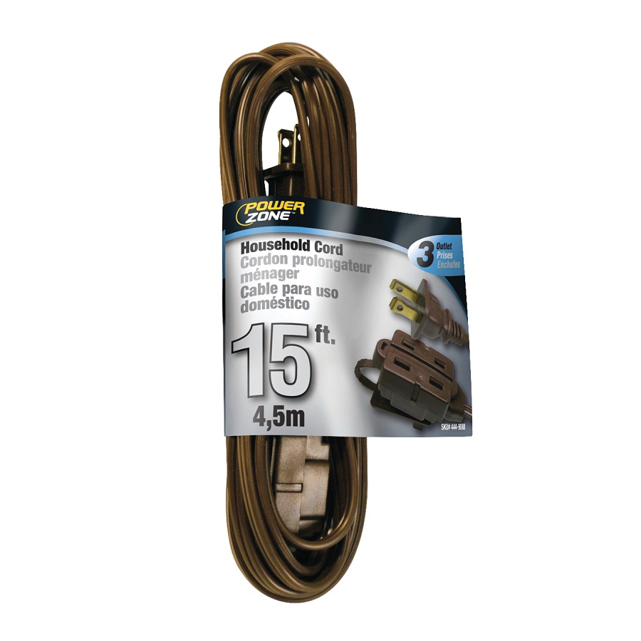 Extension Cord 16/2AWG 15ft Household White