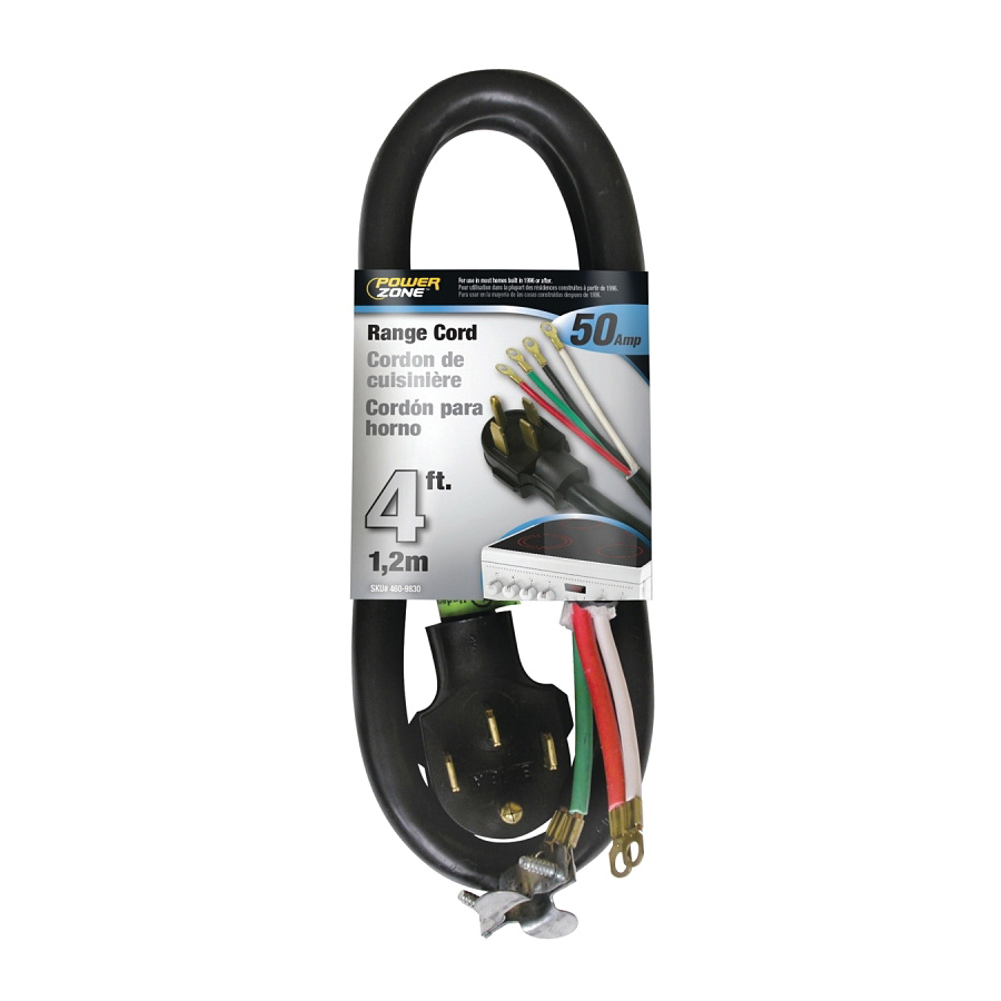 Range Cord 6/2AWG & 8/1AWG 4ft 50A Gray