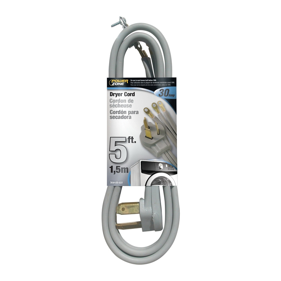 Dryer Cord 10/3AWG 5ft 30A Gray