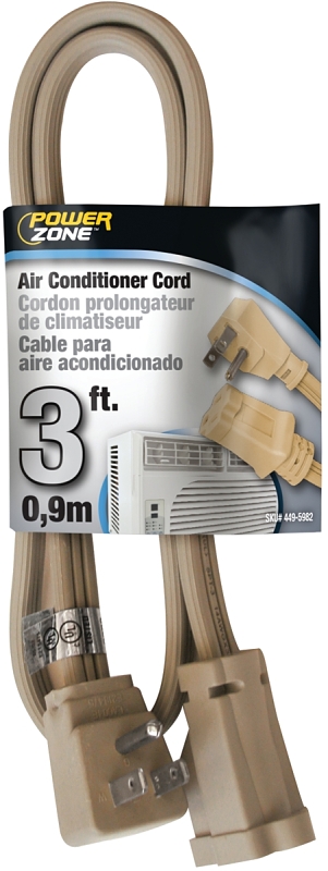 Extension Cord 14/3AWG 3ft Air Conditioner Beige