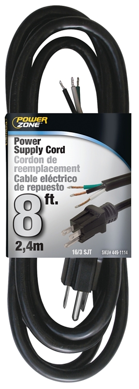 Power Supply Cord 16/3AWG 8ft 13A Black