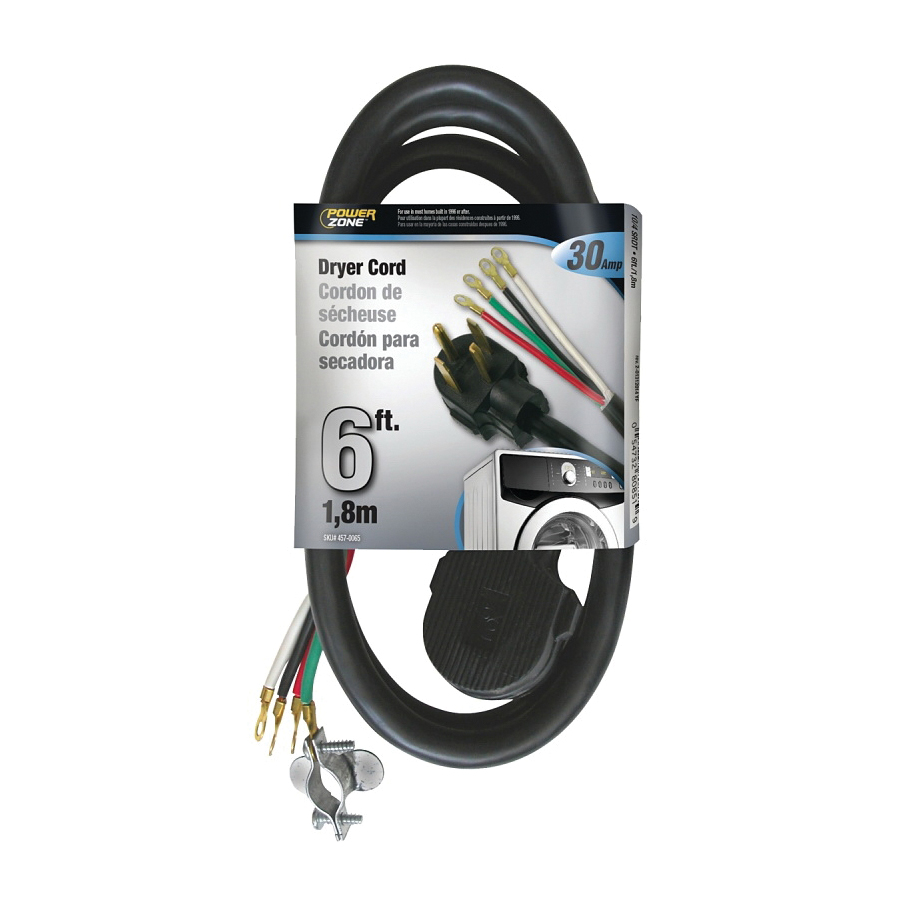 Dryer Cord 10/4AWG 6ft 30A Black