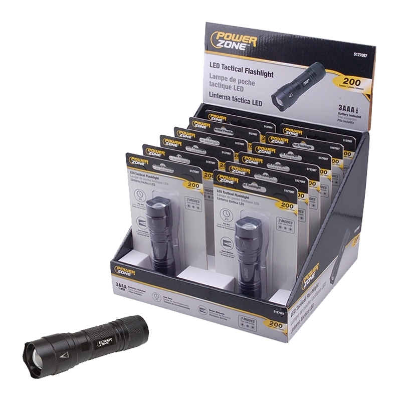 Flashlight Tactical LED 200 Lumens Black