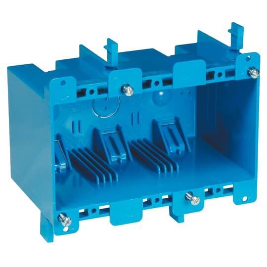 Box 3-Gang Blue w/Ears & Clamp