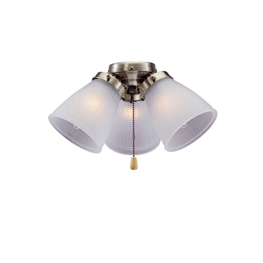 Light Kit Ceiling Fan 3-Light Frosted Antique Brass 