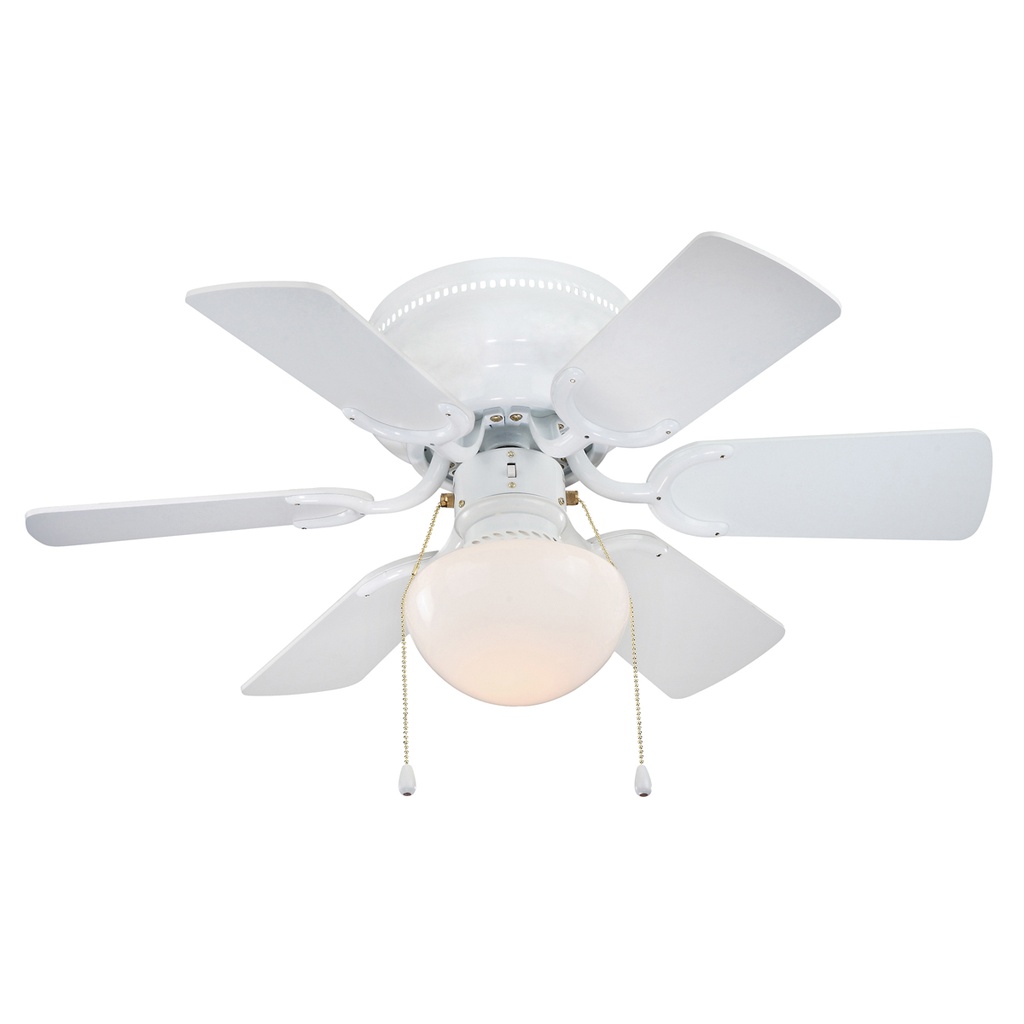 Ceiling Fan 30" White 6 Blade 3 Speed w/Light