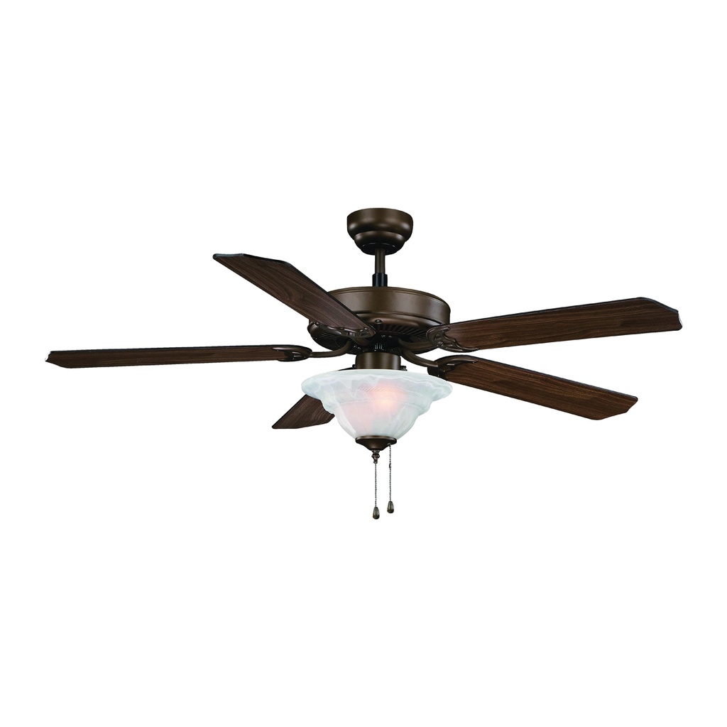 Ceiling Fan 52" Venetian Bronze 5 Oak/Walnut Blades 3 Speed w/Light 2 Bulb