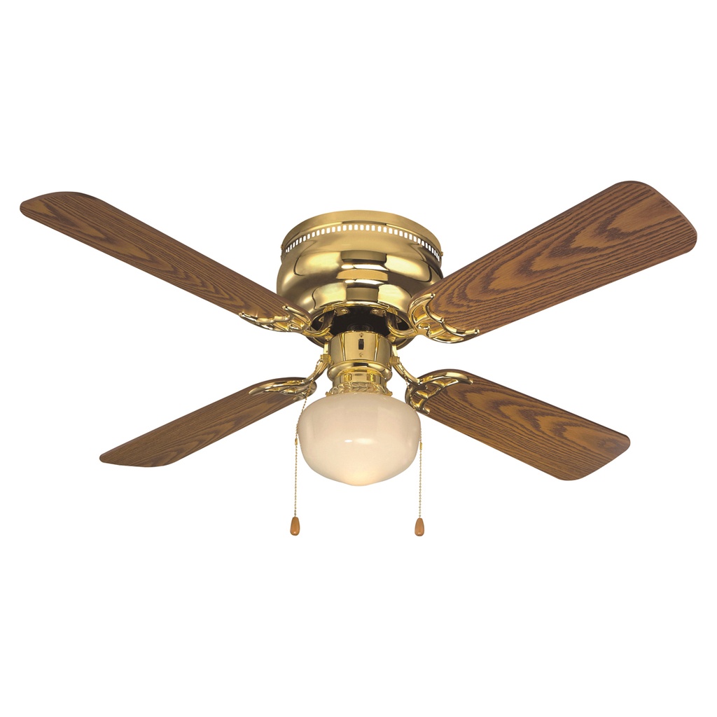 Ceiling Fan 42" Polished Brass 4 Blade 3 Speed w/Light