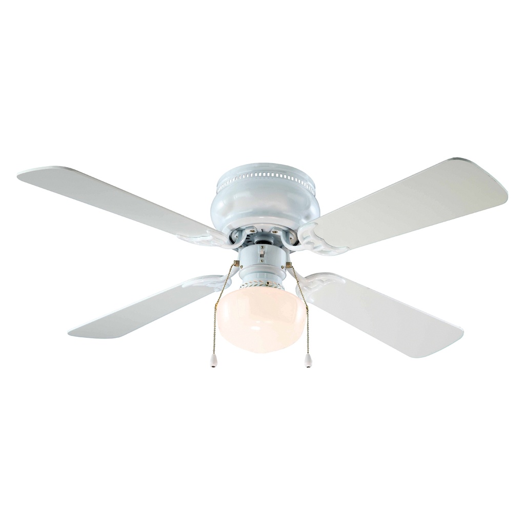 Ceiling Fan 42" White 4 White/Bleached Oak Blade 3 Speed w/Light 2 Bulb