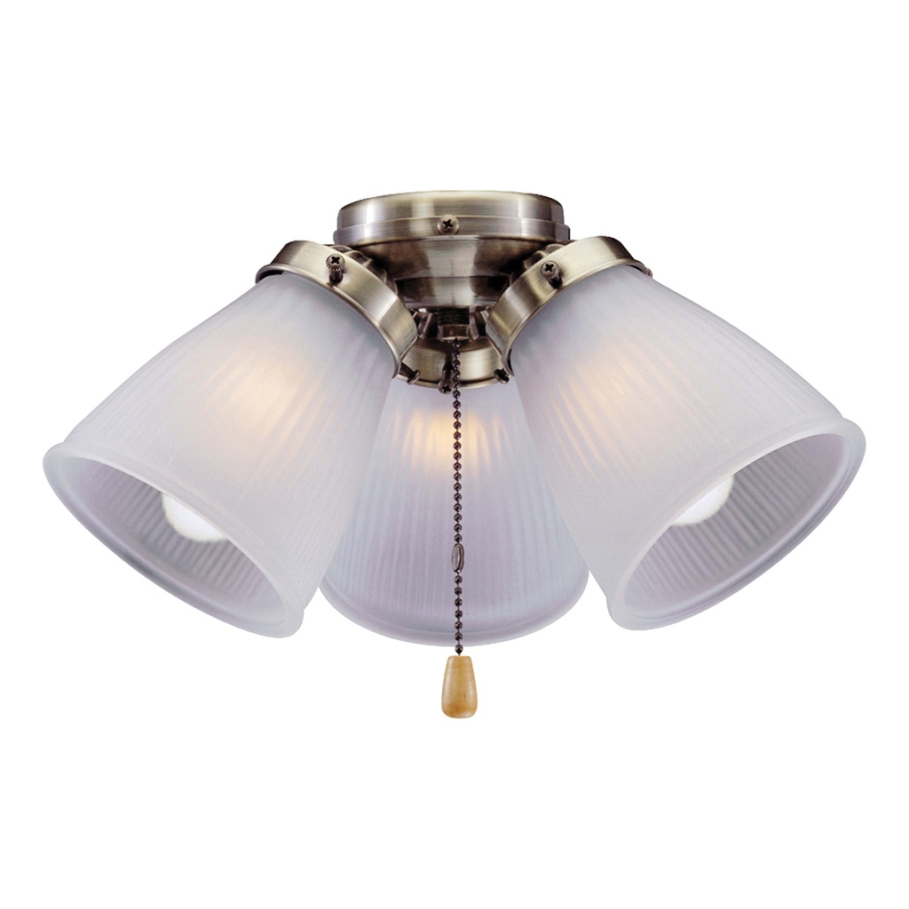 Light Kit Ceiling Fan 3-Light Frosted Antique Brass 