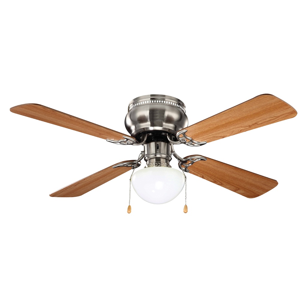 Ceiling Fan 42" Brushed Nickel 4 Dark Walnut/Cherry Blade 3 Speed w/Mushroom Light 2 Bulb