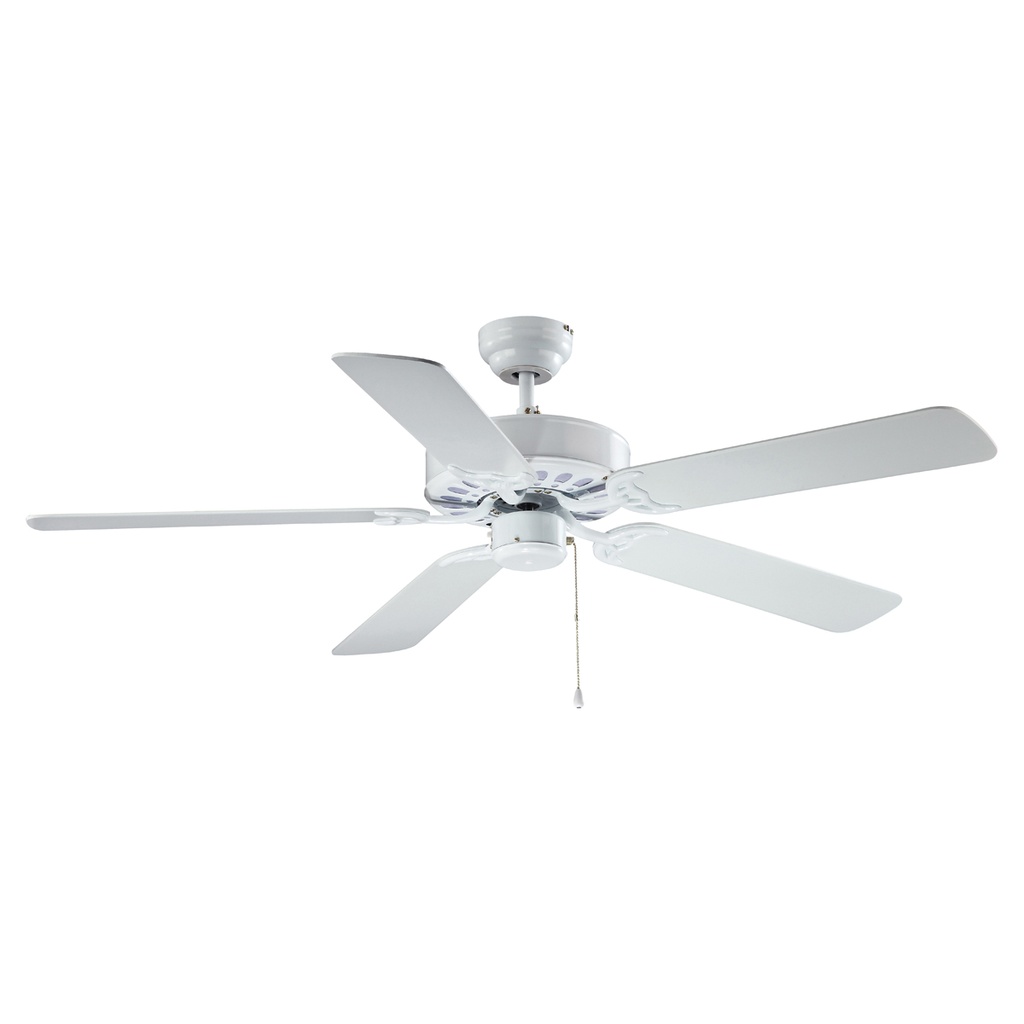 Ceiling Fan 52" White 5 Blade 3 Speed Bleached Oak/White Blades