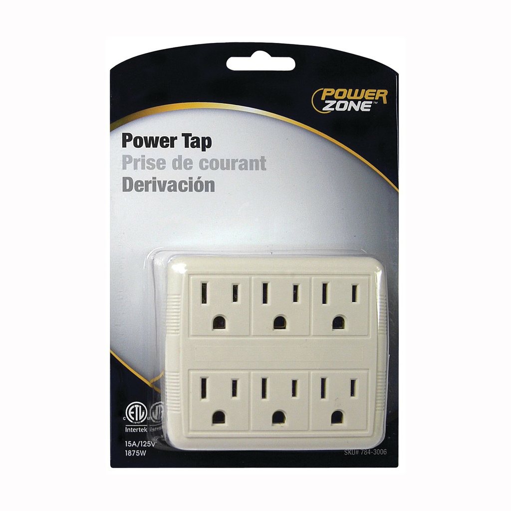 Power Tap 6 Outlet White
