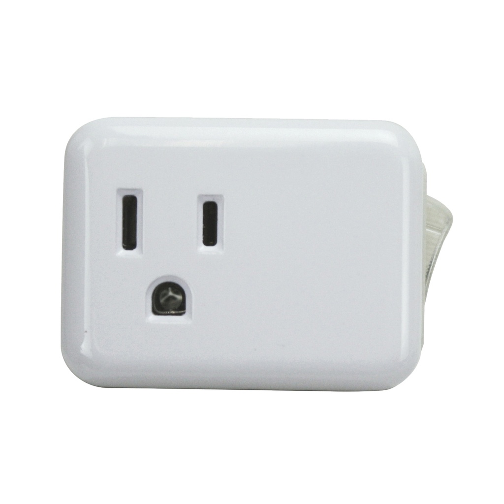 Power Tap 1 Outlet On/Off Switch White
