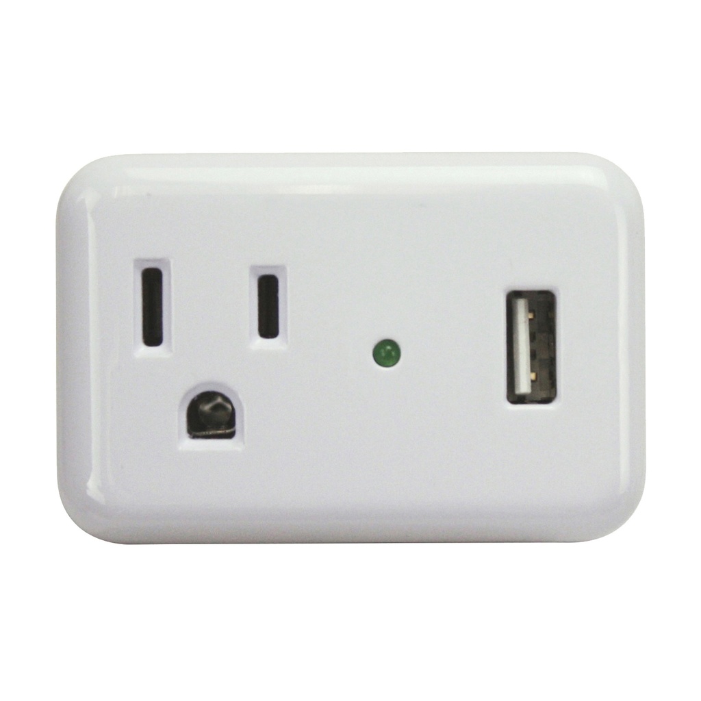 Surge Protector 1 Outlet 1 USB 150 Joules White